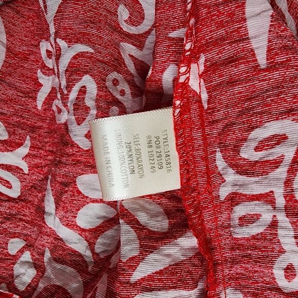 Skies Are Blue Top 1X Red White Puff Sleeve Tie Back - Picture 4 of 5